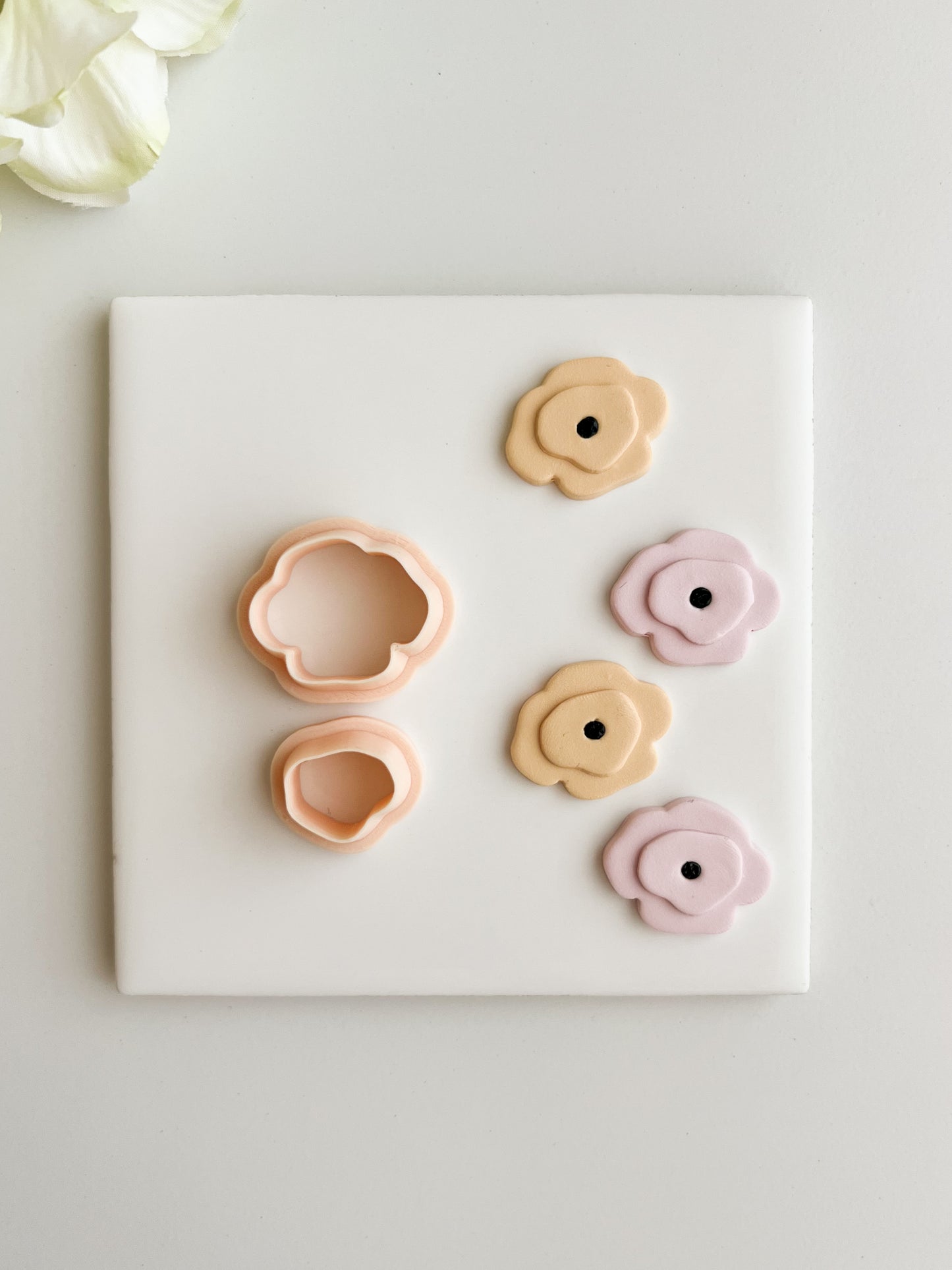 Two Part Poppy Flower Clay Cutter | Two Part Poppy Flower Polymer Clay Cutter for DIY Floral Earrings Botanical Jewelry and Handmade Nature Accessories
