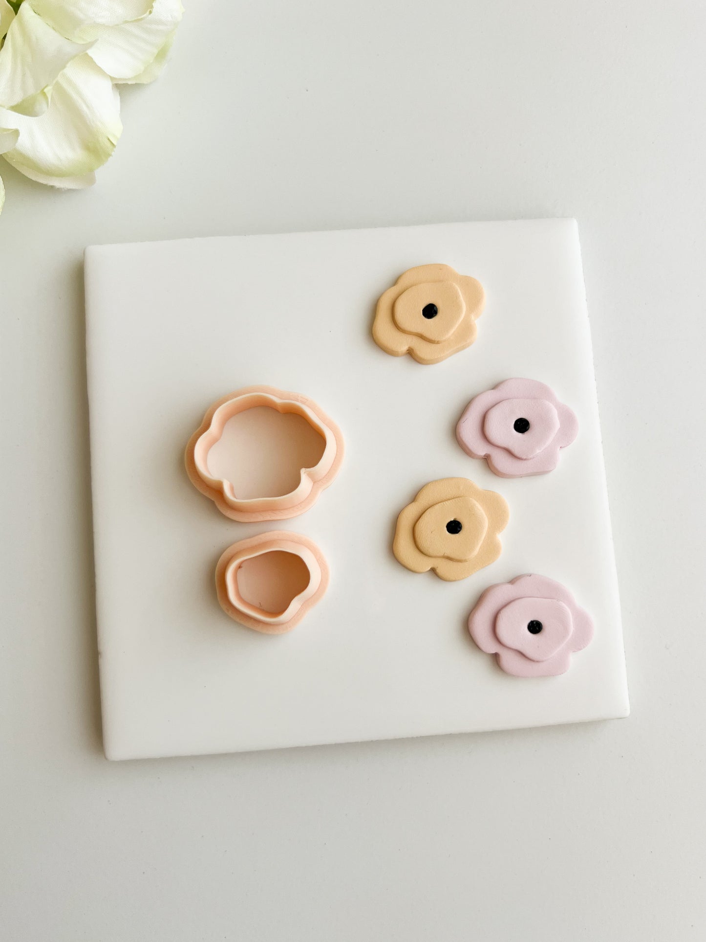 Two Part Poppy Flower Clay Cutter | Two Part Poppy Flower Polymer Clay Cutter for DIY Floral Earrings Botanical Jewelry and Handmade Nature Accessories
