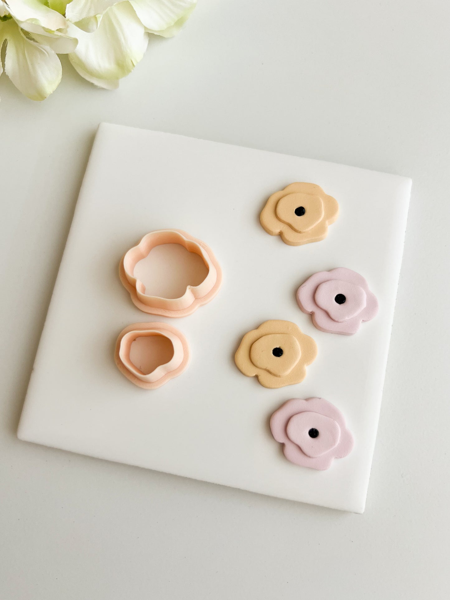 Two Part Poppy Flower Clay Cutter | Two Part Poppy Flower Polymer Clay Cutter for DIY Floral Earrings Botanical Jewelry and Handmade Nature Accessories