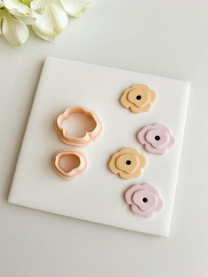 Two Part Poppy Flower Clay Cutter | Two Part Poppy Flower Polymer Clay Cutter for DIY Floral Earrings Botanical Jewelry and Handmade Nature Accessories