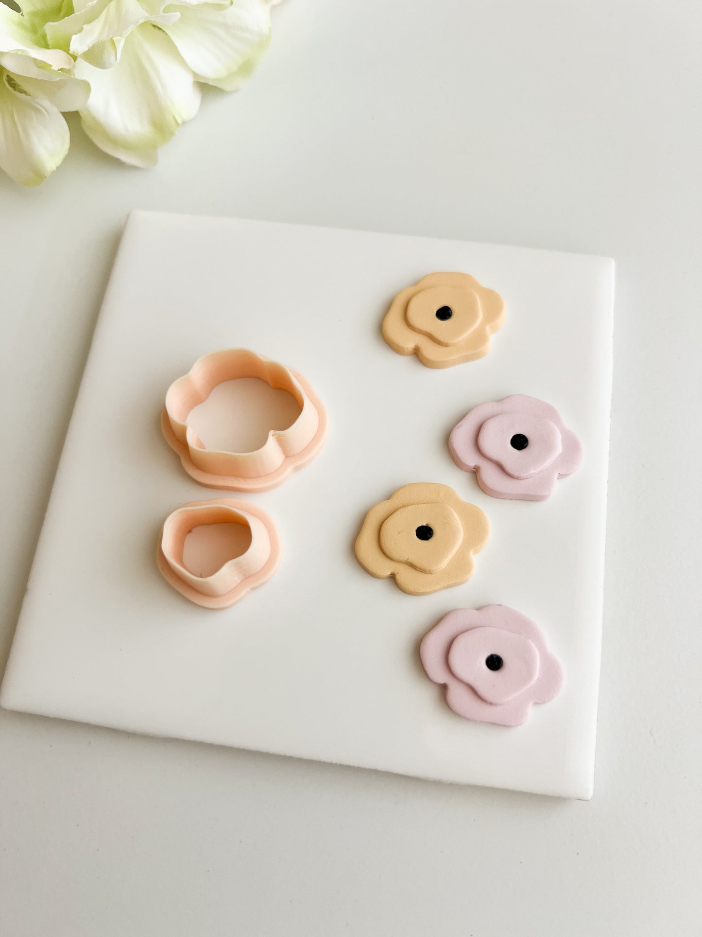 Two Part Poppy Flower Clay Cutter | Two Part Poppy Flower Polymer Clay Cutter for DIY Floral Earrings Botanical Jewelry and Handmade Nature Accessories