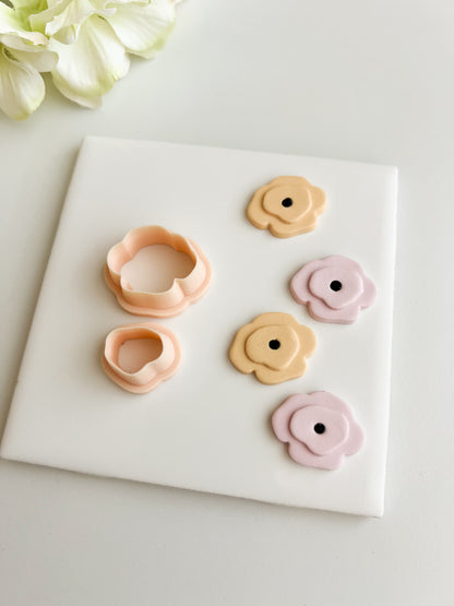 Two Part Poppy Flower Clay Cutter | Two Part Poppy Flower Polymer Clay Cutter for DIY Floral Earrings Botanical Jewelry and Handmade Nature Accessories