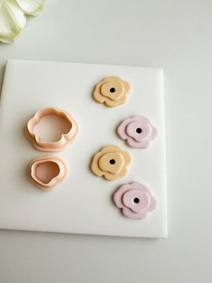 Two Part Poppy Flower Clay Cutter | Two Part Poppy Flower Polymer Clay Cutter for DIY Floral Earrings Botanical Jewelry and Handmade Nature Accessories
