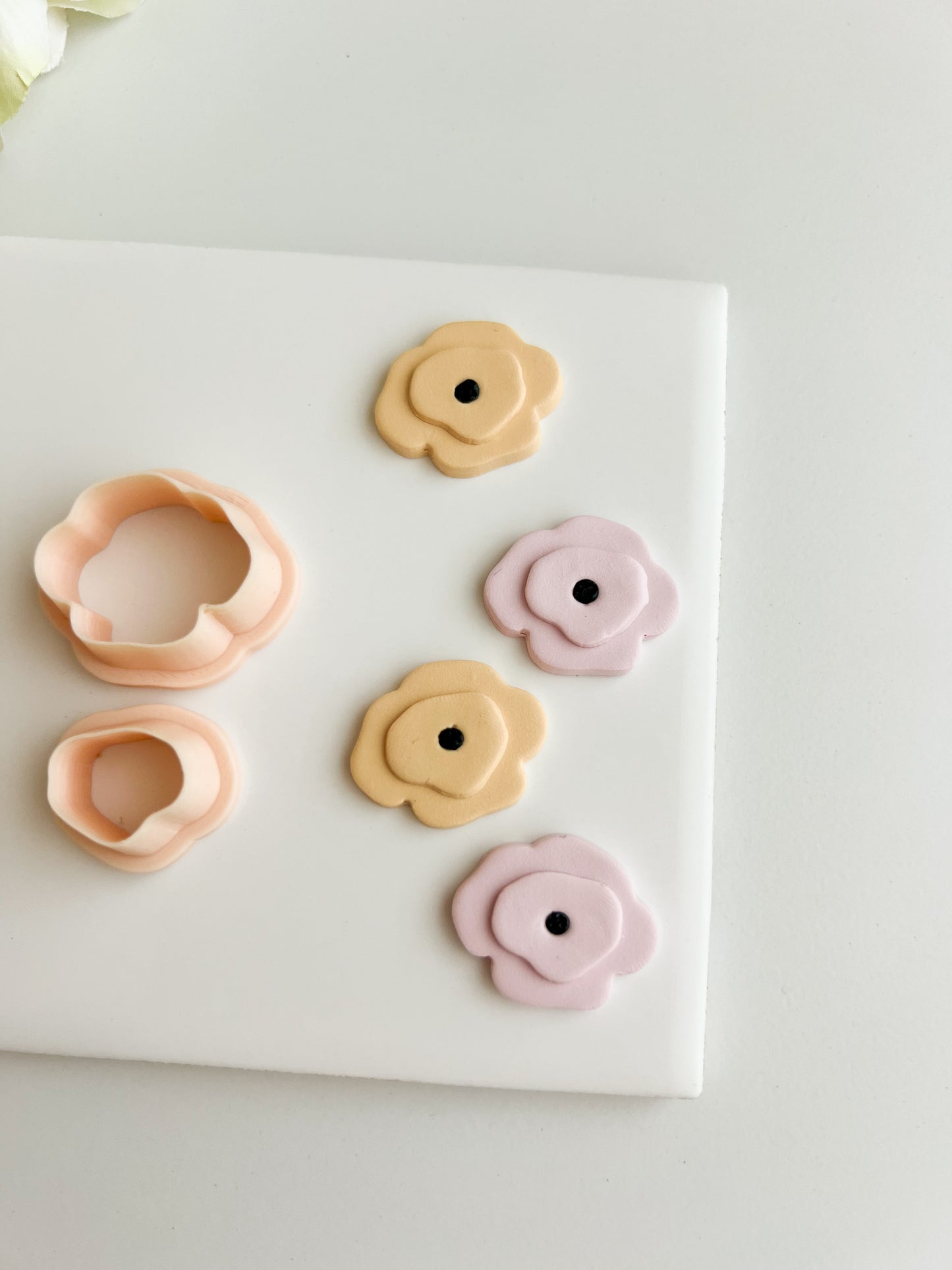 Two Part Poppy Flower Clay Cutter | Two Part Poppy Flower Polymer Clay Cutter for DIY Floral Earrings Botanical Jewelry and Handmade Nature Accessories