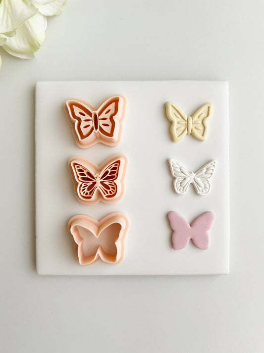 Butterfly Embossed Trio #2 Clay Cutter Set | Butterfly Embossed Trio #2 Polymer Clay Cutter Set for DIY Floral Earrings Nature-Themed Jewelry and Handmade Elegant Accessories