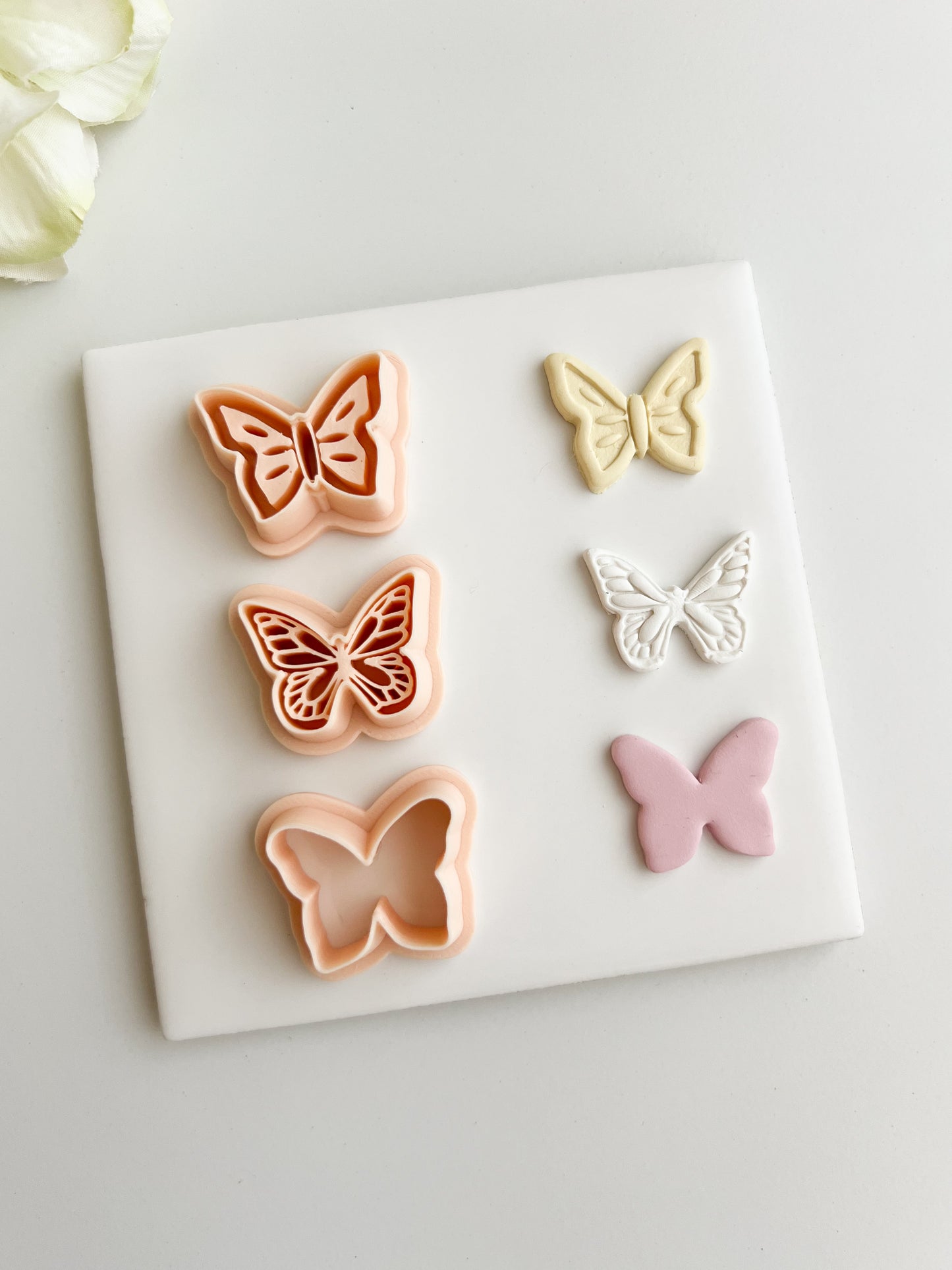 Butterfly Embossed Trio #2 Clay Cutter Set | Butterfly Embossed Trio #2 Polymer Clay Cutter Set for DIY Floral Earrings Nature-Themed Jewelry and Handmade Elegant Accessories