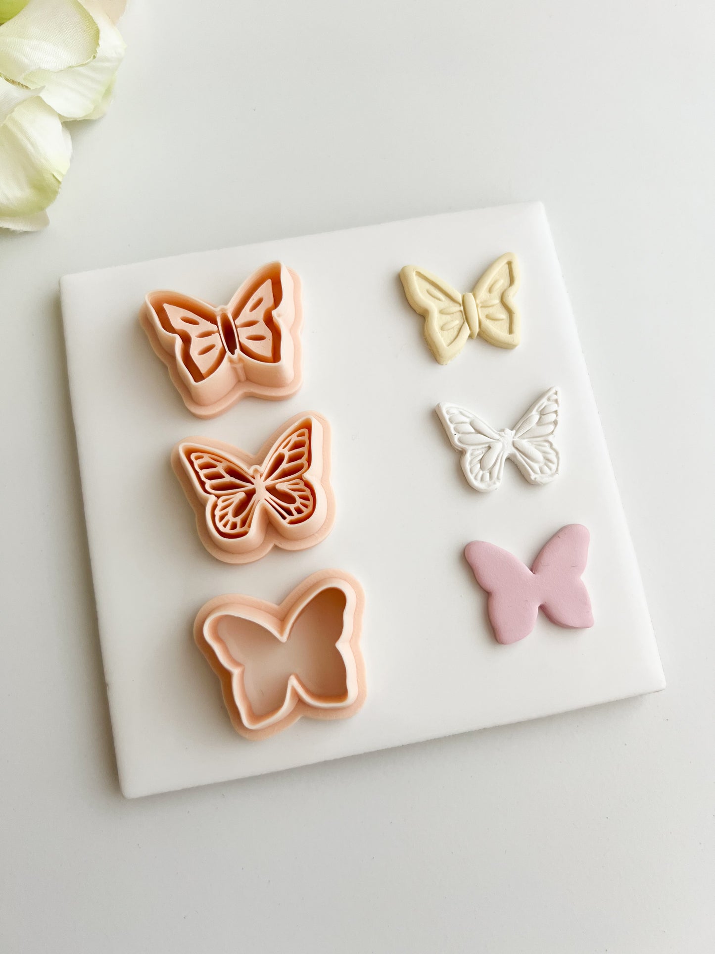 Butterfly Embossed Trio #2 Clay Cutter Set | Butterfly Embossed Trio #2 Polymer Clay Cutter Set for DIY Floral Earrings Nature-Themed Jewelry and Handmade Elegant Accessories