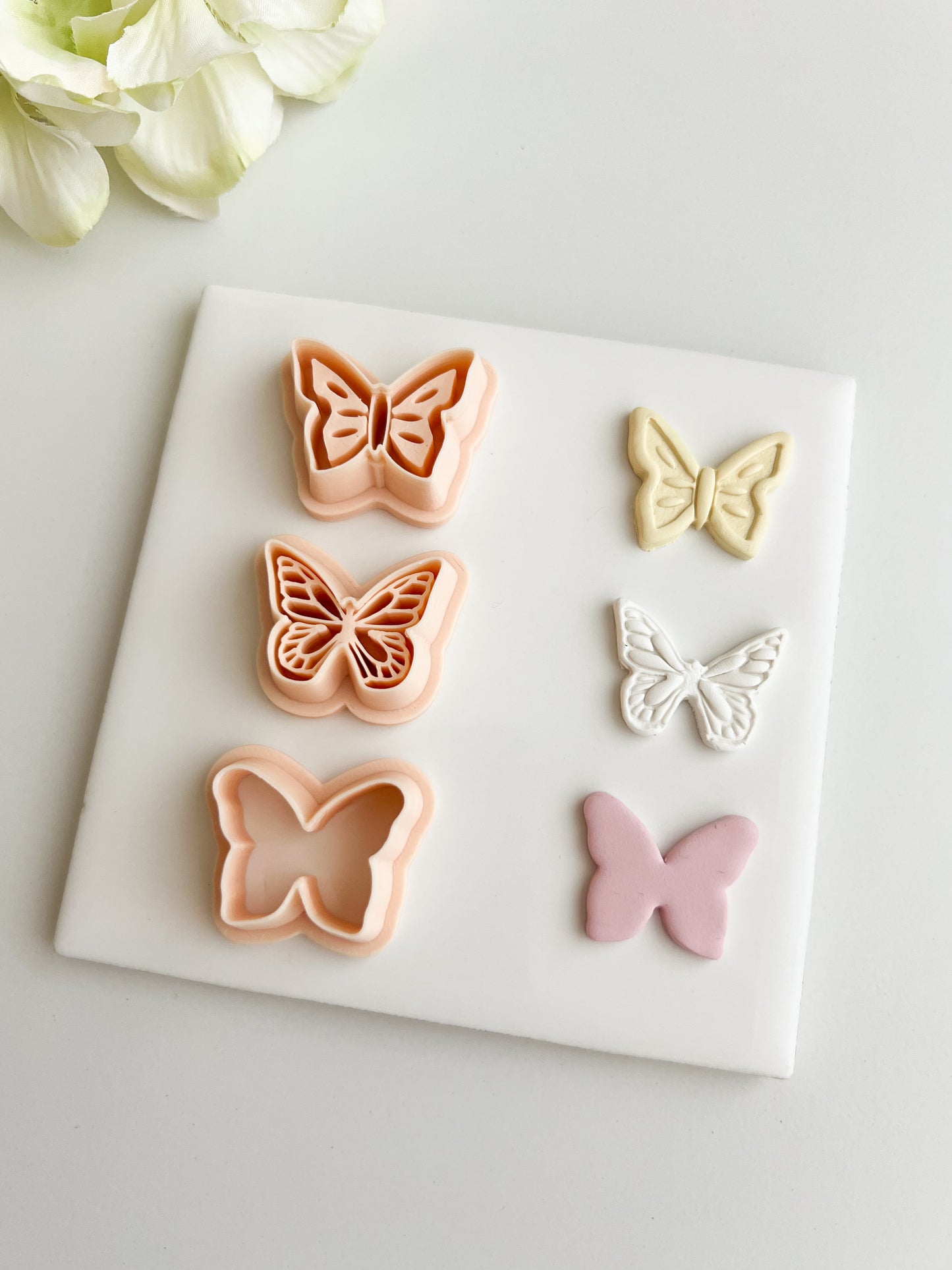 Butterfly Embossed Trio #2 Clay Cutter Set | Butterfly Embossed Trio #2 Polymer Clay Cutter Set for DIY Floral Earrings Nature-Themed Jewelry and Handmade Elegant Accessories
