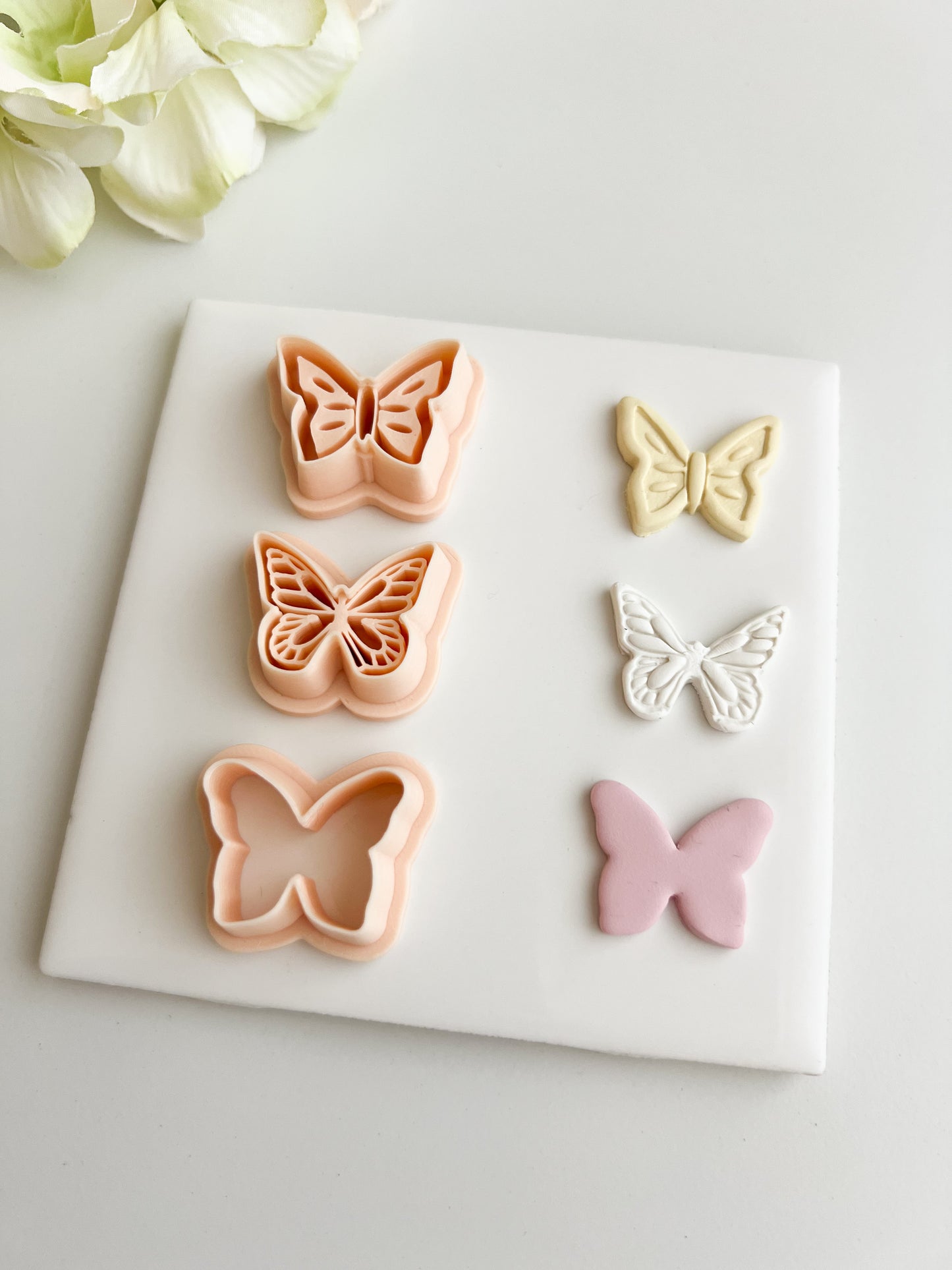 Butterfly Embossed Trio #2 Clay Cutter Set | Butterfly Embossed Trio #2 Polymer Clay Cutter Set for DIY Floral Earrings Nature-Themed Jewelry and Handmade Elegant Accessories