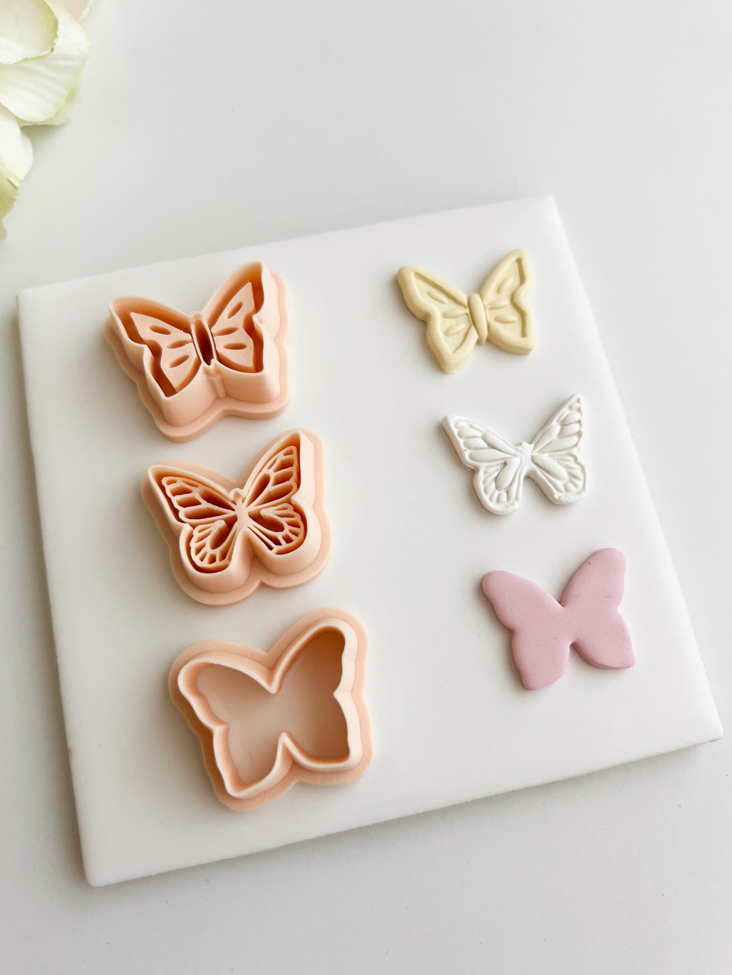 Butterfly Embossed Trio #2 Clay Cutter Set | Butterfly Embossed Trio #2 Polymer Clay Cutter Set for DIY Floral Earrings Nature-Themed Jewelry and Handmade Elegant Accessories