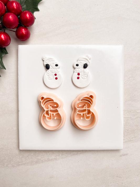 Snoopy Snowman Clay Cutter | Snoopy Snowman Polymer Clay Cutter for DIY Cute Earrings Cartoon-Themed Jewelry and Handmade Holiday Accessories