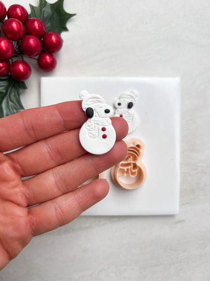Snoopy Snowman Clay Cutter | Snoopy Snowman Polymer Clay Cutter for DIY Cute Earrings Cartoon-Themed Jewelry and Handmade Holiday Accessories