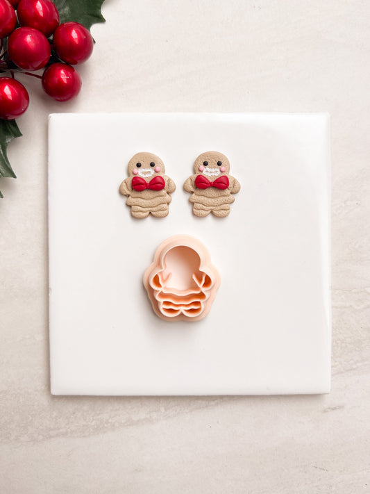 Gingerbread Woman No. 4 Clay Cutter | Gingerbread Woman No. 4 Polymer Clay Cutter for DIY Christmas Earrings Cute Cookie-Themed Jewelry and Handmade Holiday Accessories