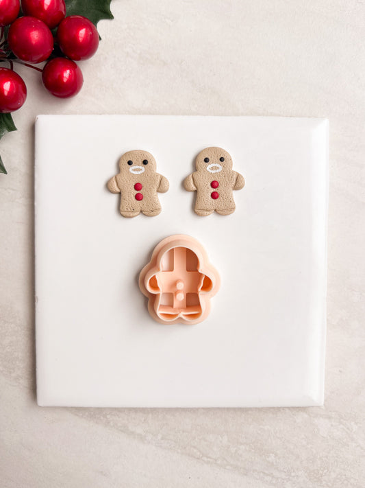 Gingerbread Man No. 4 Clay Cutter | Gingerbread Man No. 4 Polymer Clay Cutter for DIY Holiday Earrings Cute Christmas-Themed Jewelry and Handmade Festive Accessories