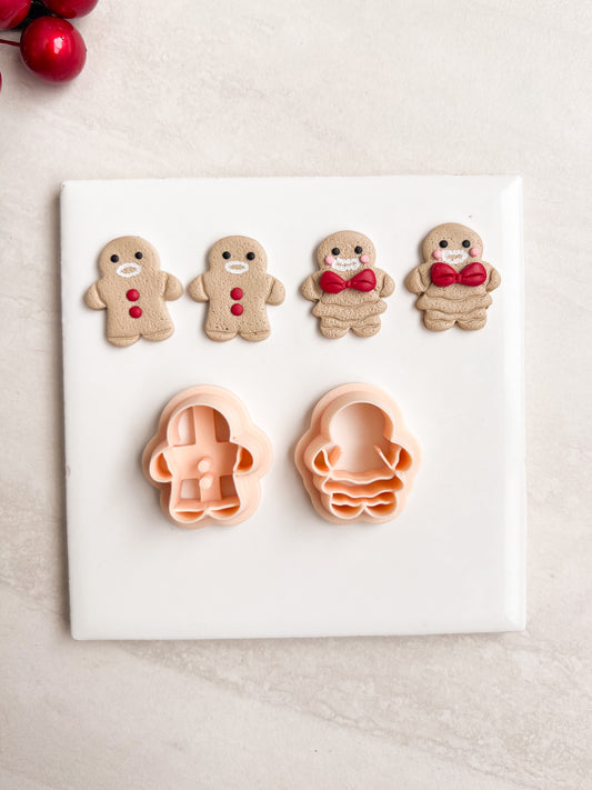Gingerbread Couple No. 2 Clay Cutters | Gingerbread Couple No. 2 Polymer Clay Cutters for DIY Holiday Earrings Cute Christmas Jewelry and Handmade Winter Accessories