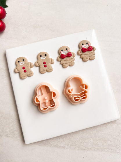 Gingerbread Couple No. 2 Clay Cutters | Gingerbread Couple No. 2 Polymer Clay Cutters for DIY Holiday Earrings Cute Christmas Jewelry and Handmade Winter Accessories