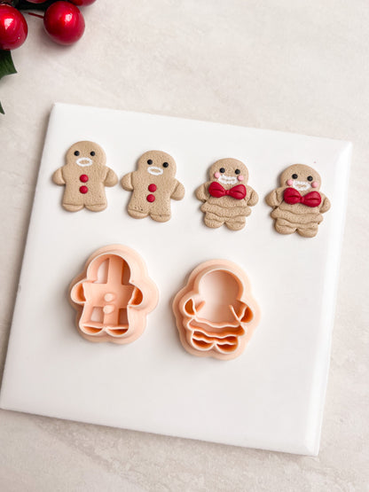 Gingerbread Couple No. 2 Clay Cutters | Gingerbread Couple No. 2 Polymer Clay Cutters for DIY Holiday Earrings Cute Christmas Jewelry and Handmade Winter Accessories