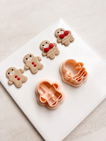 Gingerbread Couple No. 2 Clay Cutters | Gingerbread Couple No. 2 Polymer Clay Cutters for DIY Holiday Earrings Cute Christmas Jewelry and Handmade Winter Accessories