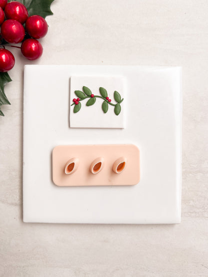 Holly Leaf Cluster No. 5 Clay Cutter | Holly Leaf Cluster No. 5 Polymer Clay Cutter for DIY Winter Earrings Christmas Jewelry and Handmade Festive Accessories