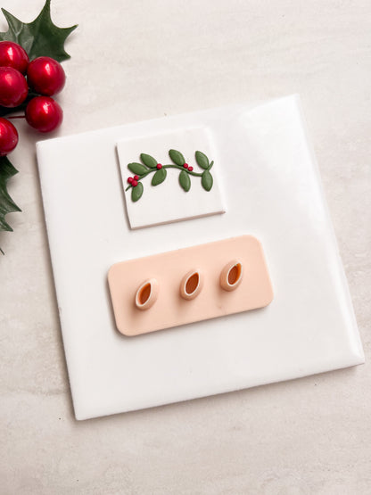 Holly Leaf Cluster No. 5 Clay Cutter | Holly Leaf Cluster No. 5 Polymer Clay Cutter for DIY Winter Earrings Christmas Jewelry and Handmade Festive Accessories