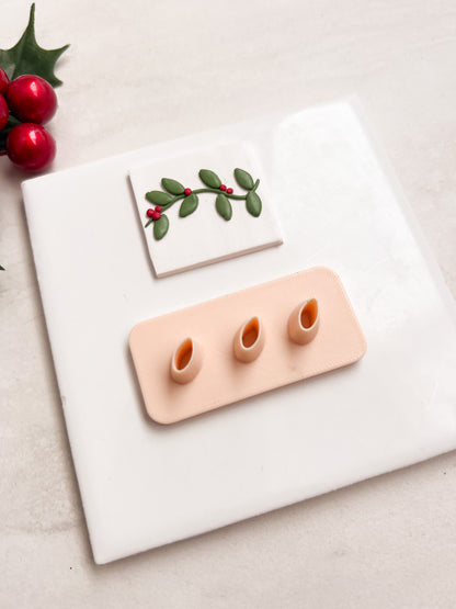 Holly Leaf Cluster No. 5 Clay Cutter | Holly Leaf Cluster No. 5 Polymer Clay Cutter for DIY Winter Earrings Christmas Jewelry and Handmade Festive Accessories