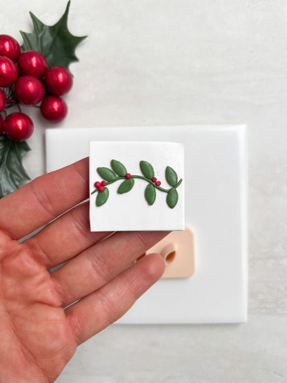 Holly Leaf Cluster No. 5 Clay Cutter | Holly Leaf Cluster No. 5 Polymer Clay Cutter for DIY Winter Earrings Christmas Jewelry and Handmade Festive Accessories
