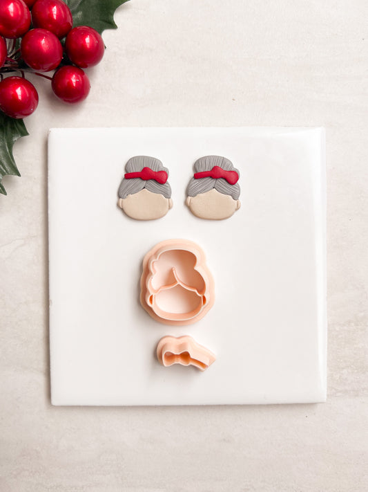 Mrs. Claus No. 2 Clay Cutter | Mrs. Claus No. 2 Polymer Clay Cutter for DIY Christmas Earrings Festive Jewelry and Handmade Holiday Accessories
