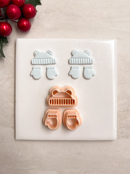 Beanie and Mitten Set Clay Cutter | Beanie and Mitten Set Polymer Clay Cutter for DIY Winter Earrings Cozy-Themed Jewelry and Handmade Seasonal Accessories