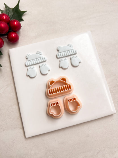 Beanie and Mitten Set Clay Cutter | Beanie and Mitten Set Polymer Clay Cutter for DIY Winter Earrings Cozy-Themed Jewelry and Handmade Seasonal Accessories