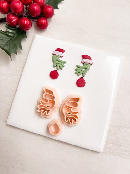 Grinch Hand Clay Cutter | Grinch Hand Polymer Clay Cutter for DIY Christmas Earrings Holiday-Themed Jewelry and Handmade Festive Accessories