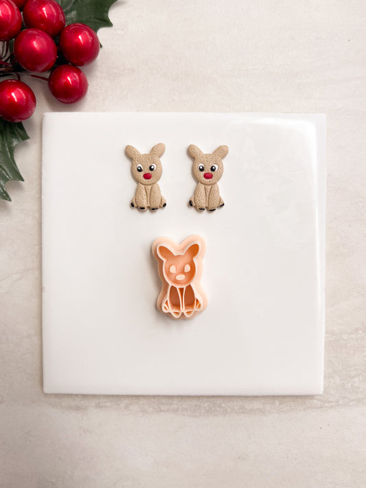 Reindeer No. 4 Clay Cutter | Reindeer No. 4 Polymer Clay Cutter for DIY Christmas Earrings Holiday Jewelry and Handmade Winter Accessories