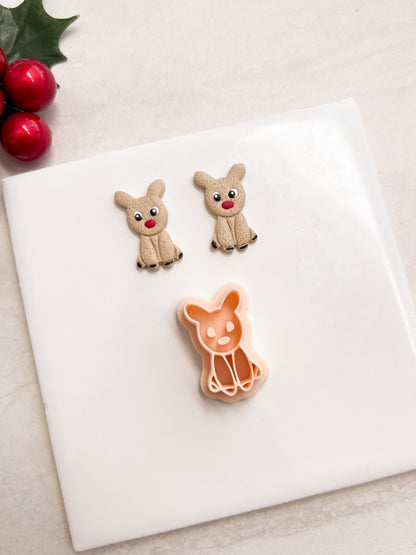Reindeer No. 4 Clay Cutter | Reindeer No. 4 Polymer Clay Cutter for DIY Christmas Earrings Holiday Jewelry and Handmade Winter Accessories