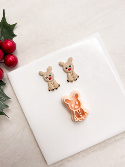 Reindeer No. 4 Clay Cutter | Reindeer No. 4 Polymer Clay Cutter for DIY Christmas Earrings Holiday Jewelry and Handmade Winter Accessories