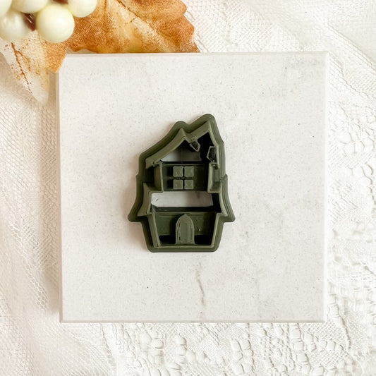 Haunted House No. 1 Clay Cutter | Haunted House Polymer Clay Cutter for Halloween Earrings Spooky DIY Jewelry and Horror-Themed Crafts