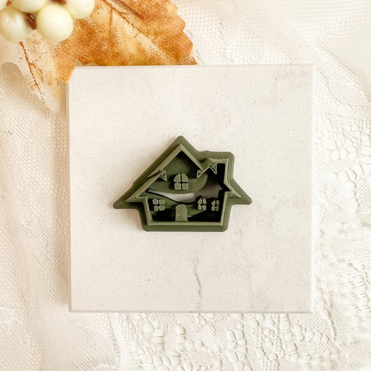 Haunted House No. 2 Clay Cutter | Haunted House No. 2 Polymer Clay Cutter for DIY Halloween Earrings Haunted Jewelry and Spooky Crafts