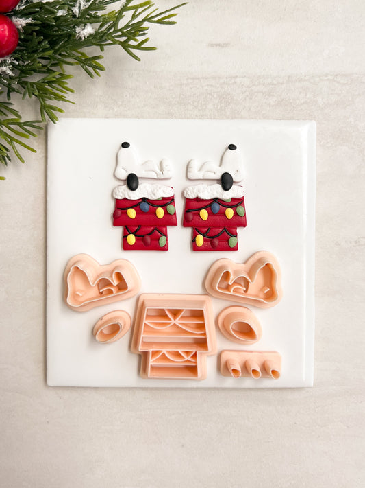 Snoopy Christmas Doghouse No. 2 Clay Cutter | Snoopy Christmas Doghouse No. 2 Polymer Clay Cutter for DIY Holiday Earrings Cartoon-Themed Jewelry and Handmade Festive Accessories