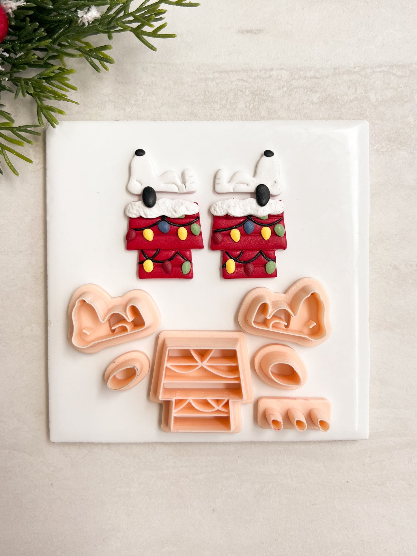 Snoopy Christmas Doghouse No. 2 Clay Cutter | Snoopy Christmas Doghouse No. 2 Polymer Clay Cutter for DIY Holiday Earrings Cartoon-Themed Jewelry and Handmade Festive Accessories