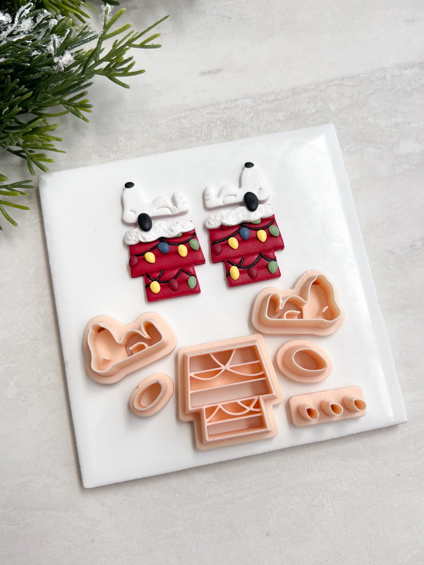 Snoopy Christmas Doghouse No. 2 Clay Cutter | Snoopy Christmas Doghouse No. 2 Polymer Clay Cutter for DIY Holiday Earrings Cartoon-Themed Jewelry and Handmade Festive Accessories