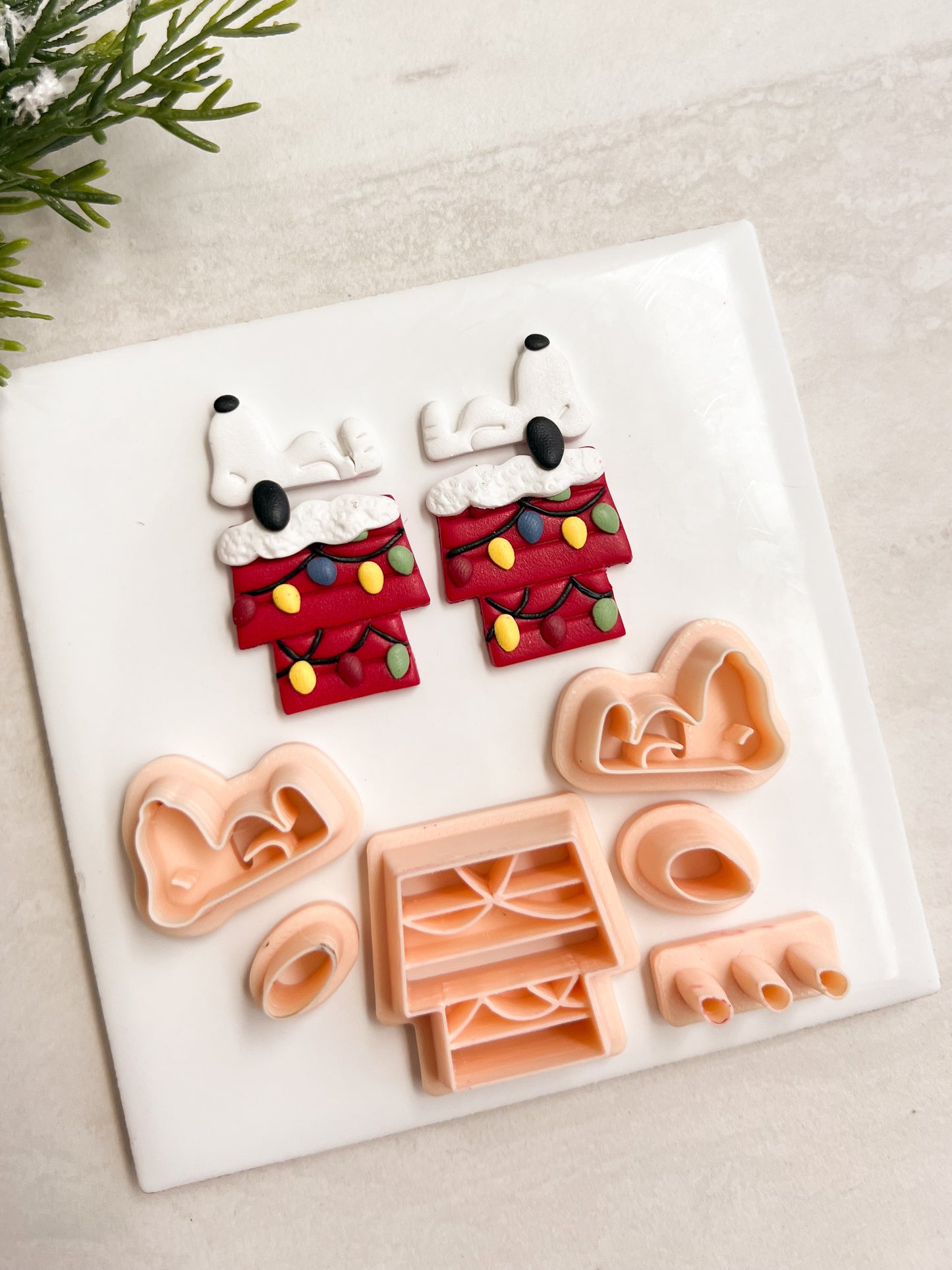 Snoopy Christmas Doghouse No. 2 Clay Cutter | Snoopy Christmas Doghouse No. 2 Polymer Clay Cutter for DIY Holiday Earrings Cartoon-Themed Jewelry and Handmade Festive Accessories