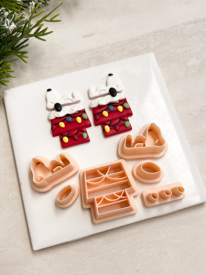 Snoopy Christmas Doghouse No. 2 Clay Cutter | Snoopy Christmas Doghouse No. 2 Polymer Clay Cutter for DIY Holiday Earrings Cartoon-Themed Jewelry and Handmade Festive Accessories