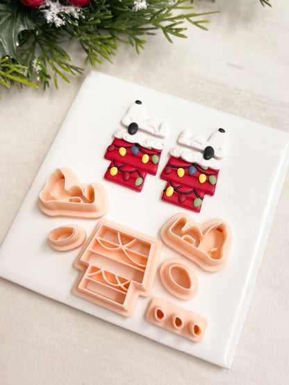 Snoopy Christmas Doghouse No. 2 Clay Cutter | Snoopy Christmas Doghouse No. 2 Polymer Clay Cutter for DIY Holiday Earrings Cartoon-Themed Jewelry and Handmade Festive Accessories
