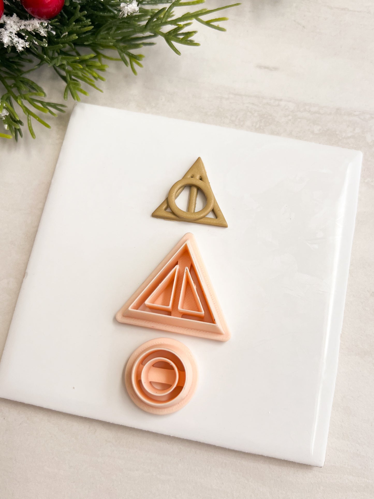 Deathly Hallows Symbol Clay Cutter | Deathly Hallows Symbol Polymer Clay Cutter for DIY Wizard Earrings Magic-Themed Jewelry and Handmade Fantasy Accessories