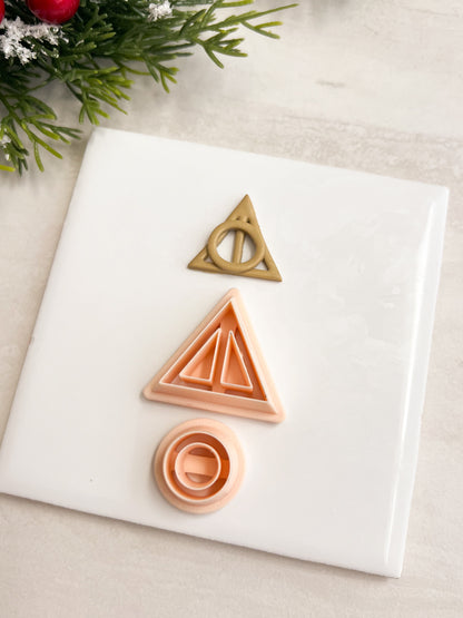 Deathly Hallows Symbol Clay Cutter | Deathly Hallows Symbol Polymer Clay Cutter for DIY Wizard Earrings Magic-Themed Jewelry and Handmade Fantasy Accessories