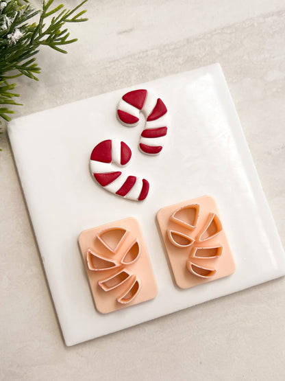 Candy Cane No. 4 Clay Cutter | Candy Cane No. 4 Polymer Clay Cutter for DIY Holiday Earrings Sweet-Themed Jewelry and Handmade Festive Accessories