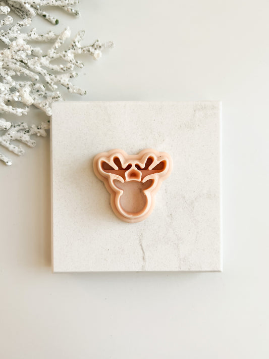 Reindeer Head No. 1 Clay Cutter | Festive Reindeer Polymer Clay Cutter for DIY Jewelry and Baking