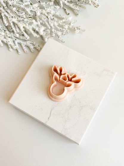 Reindeer Head No. 1 Clay Cutter | Festive Reindeer Polymer Clay Cutter for DIY Jewelry and Baking