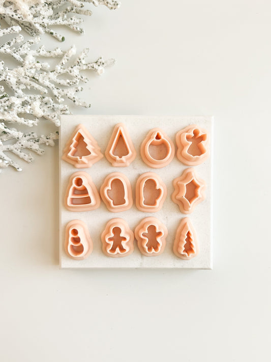 Christmas Stud Pack Clay Cutter | Christmas Stud Pack Polymer Clay Cutter Set for DIY Holiday Earrings Festive Jewelry and Seasonal Handmade Accessories