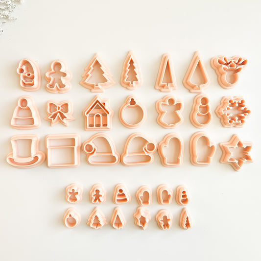 Christmas Bundle Clay Cutter Set | Christmas Bundle Polymer Clay Cutter Set for DIY Holiday Earrings Festive Jewelry and Seasonal Crafting