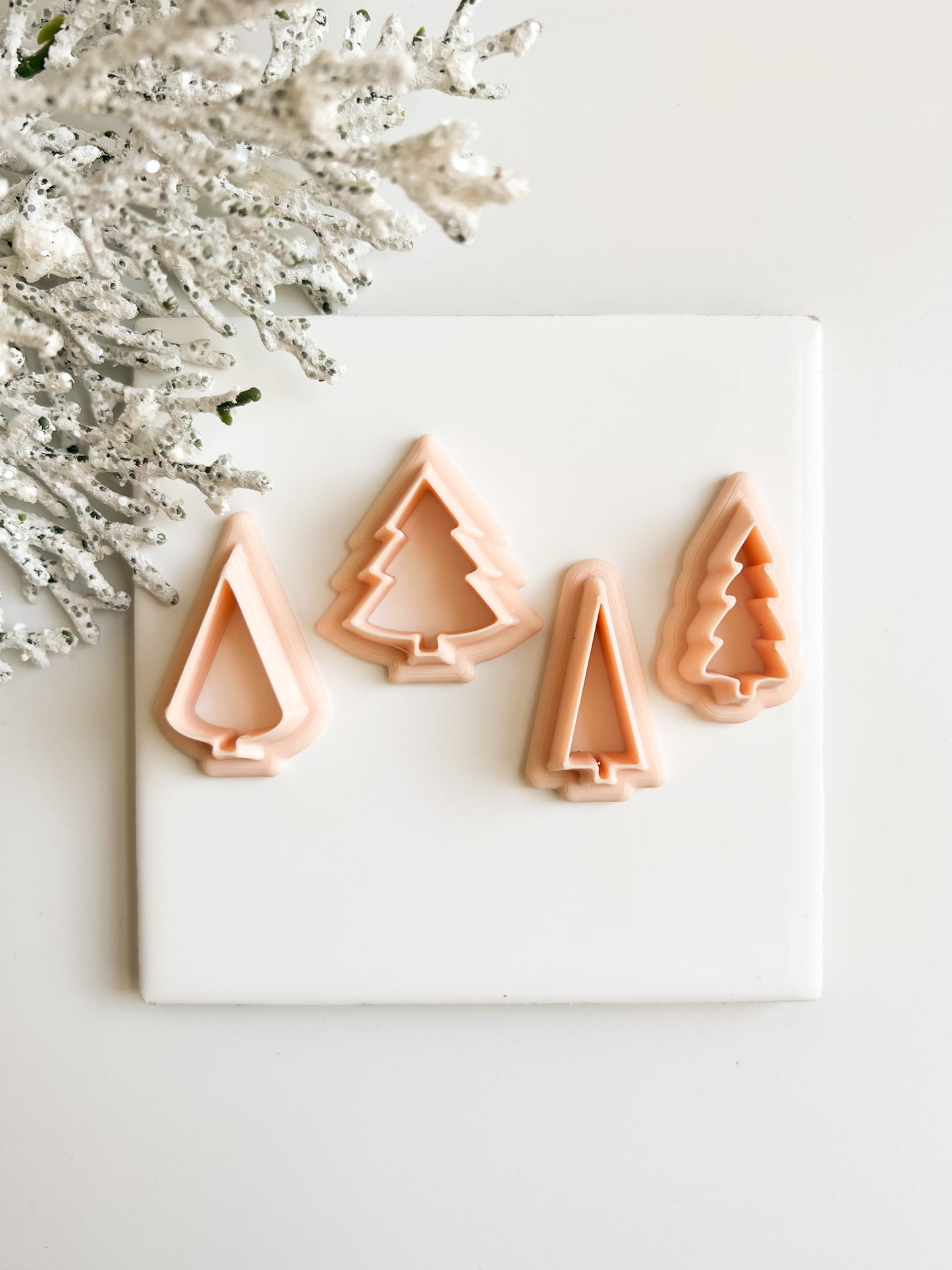 Tree Set of 4 Clay Cutters | Christmas and Winter Polymer Clay Cutter Set for Earrings and Crafts