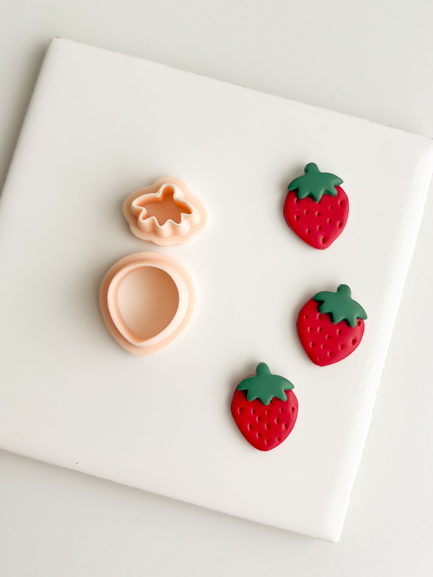 Strawberry No. 2 Clay Cutter | Strawberry No. 2 Polymer Clay Cutter for DIY Fruit Earrings Cute Jewelry and Handmade Berry Accessories